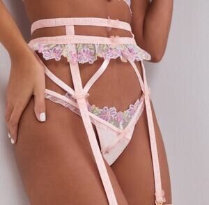 For Love & Lemons April Bloom Floral Lace Garter Belt